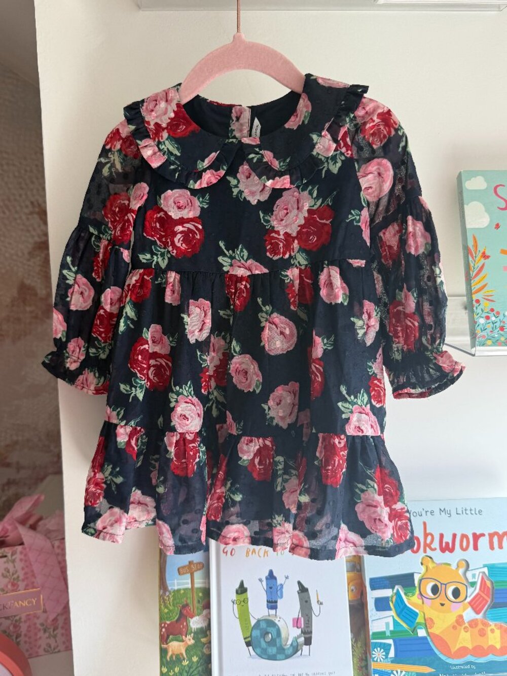 Janie and Jack Floral Ruffle Dress + Bloomers 12-18M